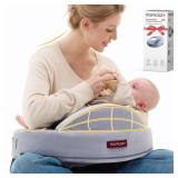 Momcozy Innovative Safety Fence Nursing Pillow - Firm & Springy Memory Foam - Stable, Ergonomic Support & Comfort - Wider Breastfeeding Cushion, Adjustable, Removable Cover, Baby Safety Certified
