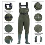 FISHINGSIR Fishing Waders for Men with Boots Womens Chest Waders 2-Ply Nylon/PVC Waterproof for Hunting with Boot Hanger Size 44