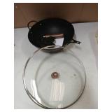 Todlabe Nonstick Wok, 13-Inch Carbon Steel Wok Pan with Glass Cover, Woks & Stir-Fry Pans for Induction, Electric, Gas, Halogen, All Stoves (Lid Bent)