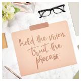 Paper Junkie Decorative File Folders, Letter Size for Women, Cute Earth Tone Aesthetic Office Supplies with Inspirational Sayings, 1/3 Cut Tabs (11.5 x 9.5 Inches) - Pack of 12 - Cute File Folders