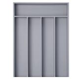 Besilord Bamboo Silverware Holder - Drawer Organizer with 5 Slots (Gray)