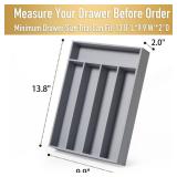 Besilord Bamboo Silverware Holder - Drawer Organizer with 5 Slots (Gray)