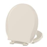 Toilet Seat Round 16.5 inch, Toilet Seat Soft Close No Slam Quiet, Easy Installation and Never Loosen, PP Safe Material, 24M Support, Almond