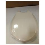 Toilet Seat Round 16.5 inch, Toilet Seat Soft Close No Slam Quiet, Easy Installation and Never Loosen, PP Safe Material, 24M Support, Almond