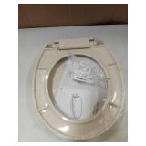 Toilet Seat Round 16.5 inch, Toilet Seat Soft Close No Slam Quiet, Easy Installation and Never Loosen, PP Safe Material, 24M Support, Almond