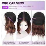 Eawwii Brown Highlight Short Wavy Wig for Women Lace Hairline Bob Style Synthetic Heat Resistant - Natural Appearance for Everyday Hairstyle 12 Inch