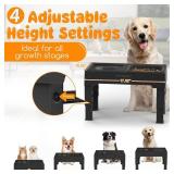 URPOWER 2-in-1 Elevated Slow Feeder Dog Bowls with No Spill Dog Water Bowl 4 Height Adjustable Raised Dog Bowl Non-Slip Dog Food and Water Bowls with Stand for Small Medium Large Dogs, Cats and Pets