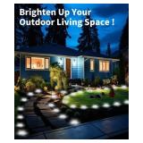 Solar Ground Lights Outdoor 12 Pack Waterproof Upgraded Flat Solar Garden Lights with 4 Side Light Stainless Steel Solar Powered Disc Light for Walkway Pathway Landscape Lawn Yard - Cool White