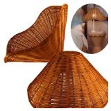 Osasy Wicker Boho Lampshades,Table Lamps Shades-2 pack,Hand Crafted Rattan Lamp Shades For Table Lamps and Floor Light- Boho and Flower-inspired Designs(Dark Brown)