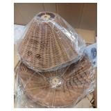 Osasy Wicker Boho Lampshades,Table Lamps Shades-2 pack,Hand Crafted Rattan Lamp Shades For Table Lamps and Floor Light- Boho and Flower-inspired Designs(Dark Brown)