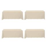 BRILLMAX 4 Pack Beige Tablecloths for 8 Foot Rectangle Tables 90 x 156 Inch - 8ft Rectangular Bulk Linen Polyester Fabric Washable Cloth Cover for Wedding Reception Banquet Birthday Party