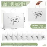 Sayglossy 50 Pcs Large Thank You Gift Bags 16.5 x 5 x 12 Inch White Thank You Kraft Paper Bags with Handles for Wedding Birthday Shopping Party Favor Employee Appreciation Gifts
