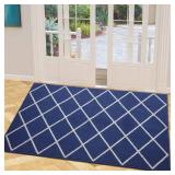 Finchitty Indoor Door Mat, Dirt Resistant and Absorbent, Low-Profile, Non-Slip, Washable Inside Floor Mats for Front Door, Back, and Entrance, 40" x 32", Navy