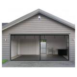 Garage Door Screen - 2 Car 18x8Ft Magnetic Closure Heavy Duty Weighted Bottom Screen Self Sealing Fiberglass Mesh Retractable Net - Easy Assembly & Pass-Through(Black)
