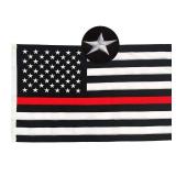 Thin Red Line American Flag, Embroidered Stars and Sewn Stripes - Black Red and White American Flag Honoring Firefighters and EMTs