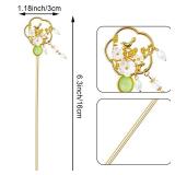 Gold Decorative Vintage Retro Pearl Gold Metal Hair Sticks Pins with Pendants Chinese Hanfu Asian Flower Butterfly Hair Chopsticks Hair Bun Updo Holders Long Thick Hair Accessories for Women 7pcs