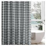 Biscaynebay Textured Fabric Shower Curtains 72" X 72", Black & White Printed Checkered Linen Modern Farmhouse Boho Hotel Quality Cloth Bathroom Curtains Machine Washable