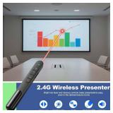 QUI Presentation Clicker for PowerPoint, RF 2.4GHz USB Wireless Presenter Remote with Volume Control, PowerPoint Clicker Slide Advancer for Mac, Windows, Laptop, Keynote