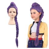 FantaLook Long Purple Braid Cosplay Wig for Halloween Party Costume (Small Size)