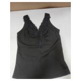 Bigeoosh Womens Lace Patchwork Sexy Deep V Neck Knitted Vests Summer Camis Tank Tops Black Large