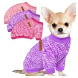 3 Pack Dog Sweaters for Small Dogs Girl Boy Winter Fleece Clothes Warm Soft Dog Sweatshirt Outfit for Dogs Cats Pet Apparel (Pink+Rose+Purple, Small)