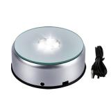 PHMOOJ 5 LED Display Base for Crystals Glass Art,White Light Rotating Crystal Display Base Stand,Cup Display Stand Turner for Tumbler Cups