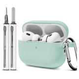 WOYINGE for AirPod Pro Case Cover with Cleaner Kit, Soft Silicone Cover for AirPods Pro 2nd Generati/1st Comes with Keychain for Women Men,Suitable for 2nd Generation Case Mistiness