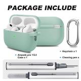 WOYINGE for AirPod Pro Case Cover with Cleaner Kit, Soft Silicone Cover for AirPods Pro 2nd Generati/1st Comes with Keychain for Women Men,Suitable for 2nd Generation Case Mistiness