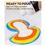 Nicpro 14 Colors 8.45oz Acrylic Pour Paint Supplies Kit, Large Volume Premixed High Flow Painting Bulk Set with Canvas, Wood Natural Slices, Pouring Oil, Tools Gloves, Strainer, Cups for Beginner DIY