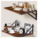 Tectocker-DOU 2 Pc Deep Floating Shelves ; 12 Inch Deep Wall Mounted Hanging Shelves for Living Room, Kitchen, Office, Bathroom and Bedroom Decor; Storage and Display Shelf Set (Rustic Brown)