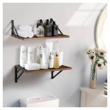 Tectocker-DOU 2 Pc Deep Floating Shelves ; 12 Inch Deep Wall Mounted Hanging Shelves for Living Room, Kitchen, Office, Bathroom and Bedroom Decor; Storage and Display Shelf Set (Rustic Brown)