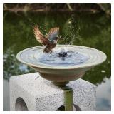 Solar Bird Bath,Deck Bird Bath with Solar Fountain,Metal Bird Bath Bubbler,Deck Mounted Bird Bath,Balcony Bird Bath,Patio Garden Decor