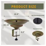 Solar Bird Bath,Deck Bird Bath with Solar Fountain,Metal Bird Bath Bubbler,Deck Mounted Bird Bath,Balcony Bird Bath,Patio Garden Decor