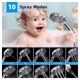 Hibbent All Metal High Pressure Handheld Shower Head with 10-spray, 71