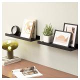 Boswillon Floating Shelves Wall Mounted Set of 2, Modern Black Wall Shelves for Storage with Lip, Display Picture Ledge Shelf for Wall Decor Bedroom Living Room Bathroom Kitchen