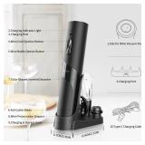 CIRCLE JOY Rechargeable Wine Opener Electric Wine Bottle Opener 7-in-1 Wine Gift Set with Electric Vacuum Pump, Charging Station, Foil Cutter, Wine Aerator Pourer and 2 Wine Stoppers