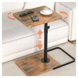 TV Tray Table for Couch - Adjustable Height & 360°Swivel Panel Design Larger Metal and Wooden Base to Prevent Slipping Sofa Armrest Tray Table for Eating Laptop Couch Bed Dinner or Small Space