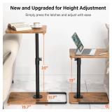 TV Tray Table for Couch - Adjustable Height & 360°Swivel Panel Design Larger Metal and Wooden Base to Prevent Slipping Sofa Armrest Tray Table for Eating Laptop Couch Bed Dinner or Small Space