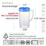 0.66 Gallon/2.5 Litre Plastic Pitcher BPA-FREE Eco-Friendly Carafes Mix Drinks Water Jug for Hot/Cold Lemonade Juice Beverage Jar Ice Tea Kettle (Blue, 81oz) Lid Not Included