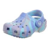 Crocs Unisex-Child Classic Marbled Tie Dye Clog, Moon Jelly/Multi, 4 Big Kid