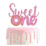 Donut Cake Toppers Candy Sweet One Cake Decorations with Donut Pink Candy for Donut 1st Themed Baby Shower Party