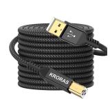 KRORAS USB 2.0 Printer Cable 10 feet, USB Type A Male to B Male Scanner Cord High Speed for HP, Canon, Dell, Epson, Lexmark, Audio Interface, Midi Keyboard and More