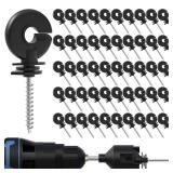 NQN 50 Pcs Black Electric Fence Insulator Screw-In Insulator Fence Ring Post Wood Post Insulator and 1 Pc Free Insulator Socket Tool (Grid System Accessories For Animal Husbandry Electronic)