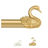 TANGWIN Gold Curtain Rods For Windows 48 - 84 Inch(4-7ft),1 Inch Adjustable Curtain Rod,Heavy Duty Window Rods,Decorative Swan Finials Drapery Pole,Telescoping Single Rod For Bedroom 36-88\",Brass