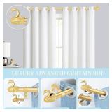 TANGWIN Gold Curtain Rods For Windows 48 - 84 Inch(4-7ft),1 Inch Adjustable Curtain Rod,Heavy Duty Window Rods,Decorative Swan Finials Drapery Pole,Telescoping Single Rod For Bedroom 36-88\",Brass
