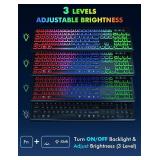 Wireless Keyboard & Mouse Combo - RGB Backlit, Rechargeable & Light Up Letters, Full-Size, Ergonomic Tilt Angle, Sleep Mode, 2.4GHz Quiet Keyboard Mouse For Mac, Windows, Laptop, PC