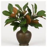 Suncalla 10 Pcs Magnolia Artificial Leaves Branches 17.72 Inches Artificial Leaves Stems 3D Magnolia Pick Faux Stems For Indoor Outdoor Vase Filling Home Office Table Decoration