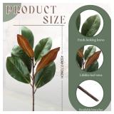 Suncalla 10 Pcs Magnolia Artificial Leaves Branches 17.72 Inches Artificial Leaves Stems 3D Magnolia Pick Faux Stems For Indoor Outdoor Vase Filling Home Office Table Decoration