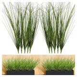 10PCS Fake Grass Filler Decor Artificial Grass Plants Outdoor Faux Plants Artificial Tall Shrubs Wheat Grass Greenery Stems UV Resistant Onion Grss For Outdoor Indoor Vase Planters Home Decor, Green