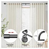 UIOSANRT Wrap Around Curtain Rod For Windows 32- 48" Adjustable, Black Curtain Rod 5/8"Diameter, Wall/Ceiling Mount Blackout Curtain Rods For Outdoor/Indoor
